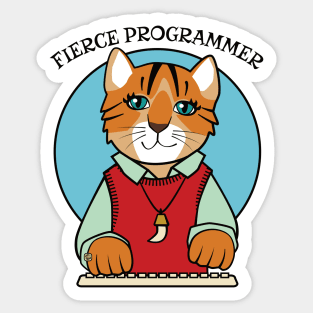 Fierce Programmer Tiger Cat Sticker